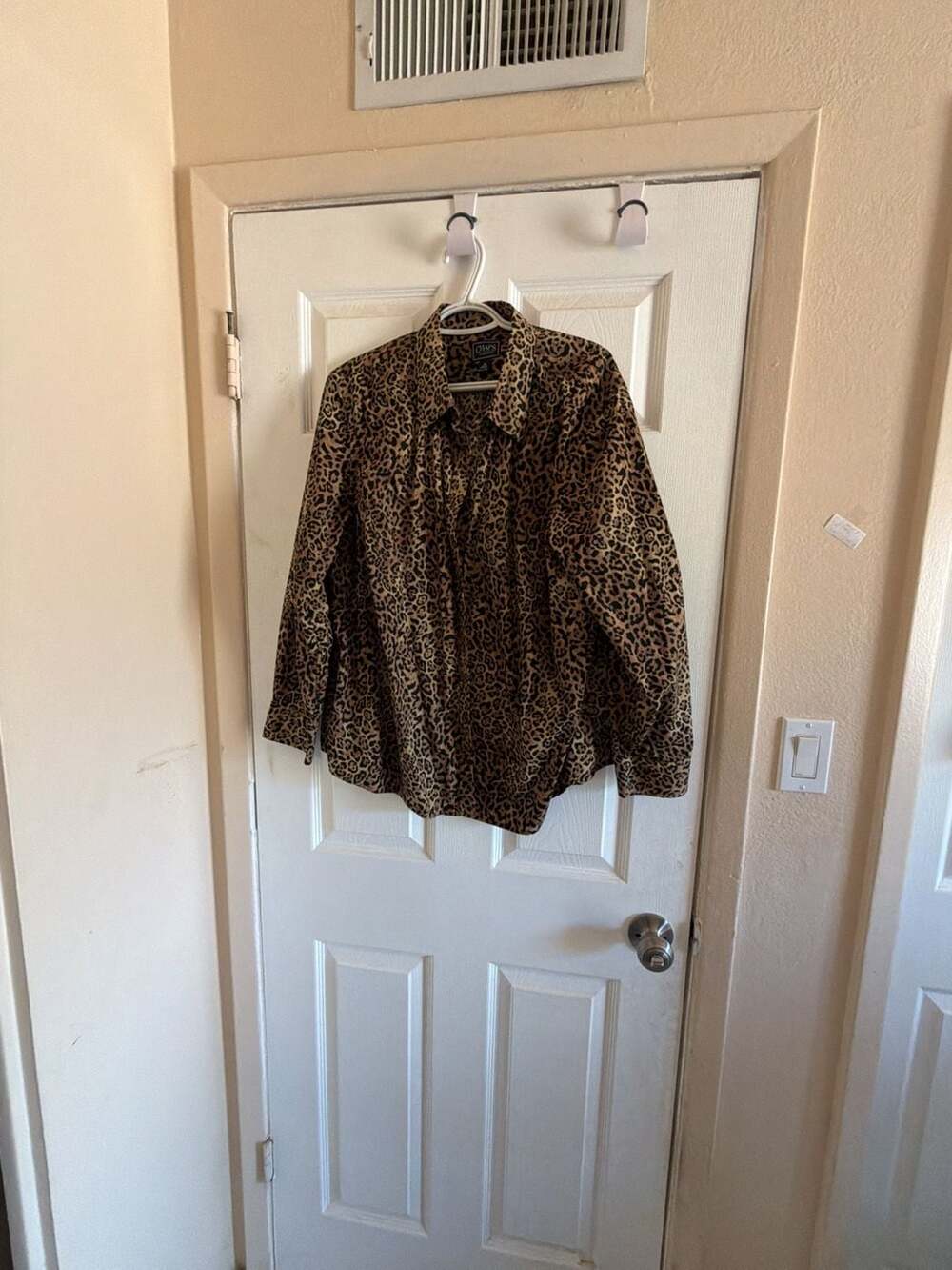Chaps Classics Leopard Print Cotton Button-Up Shirt 3X